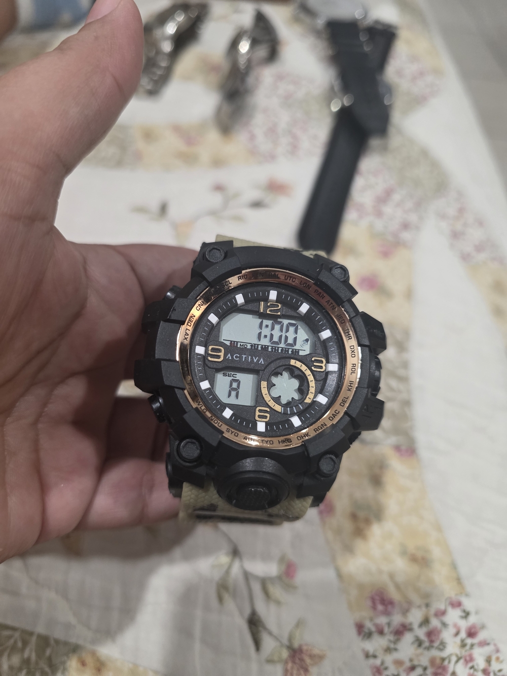 Activa Black & Rose Gold Digital-Analog Sport Watch